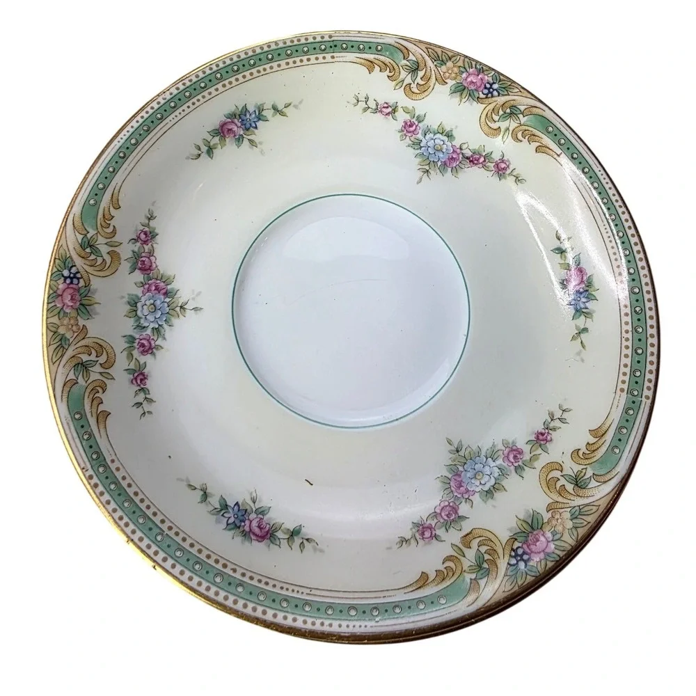 Vintage Noritake Plaza China‎ Saucers Set of 5 Floral Gold Trim Japan 5.5 Inch